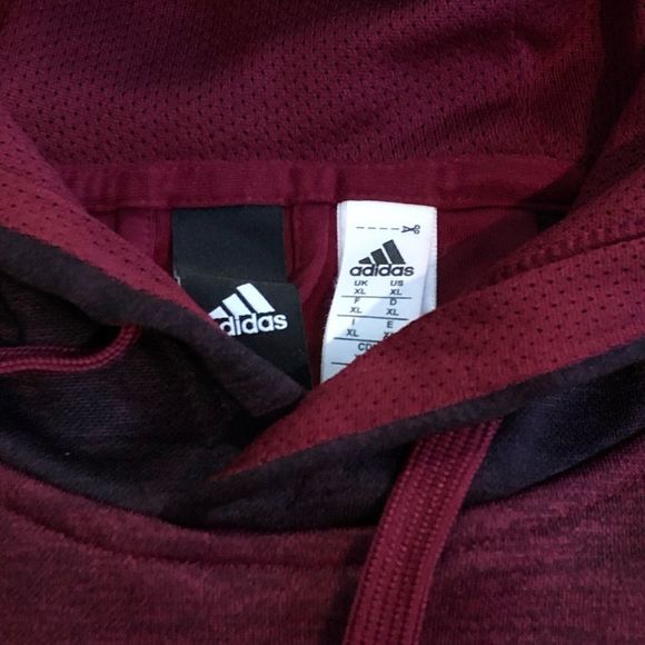 ADIDAS Mens CLIMAWARM Wine Sweatshirt Grey Blue Hoodie, Chest Logo Sz XL - Picture 4 of 7